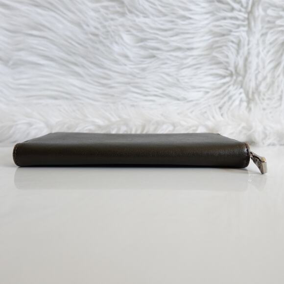 Longchamp Le Pliage Cuir Zip Around Long Continental Khaki Grey - Picture 7 of 16